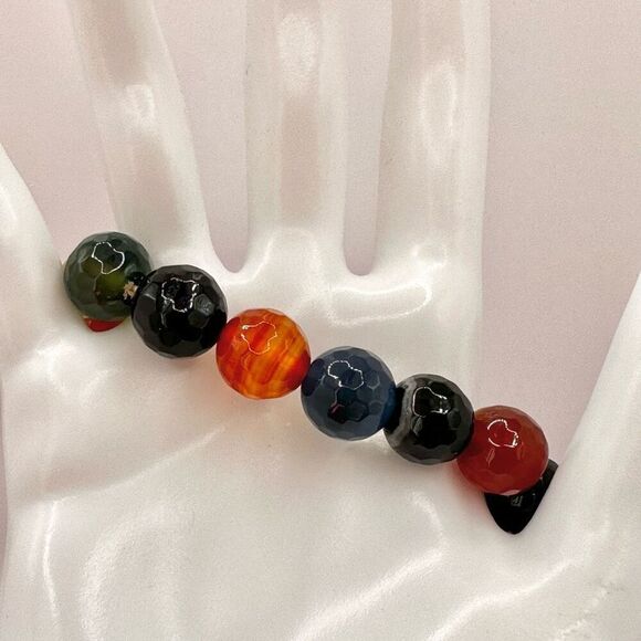 Colorful glass beaded stretchy bracelet - Picture 5 of 10